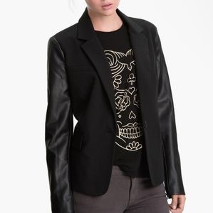 Sanctuary black leather sleeved blazer